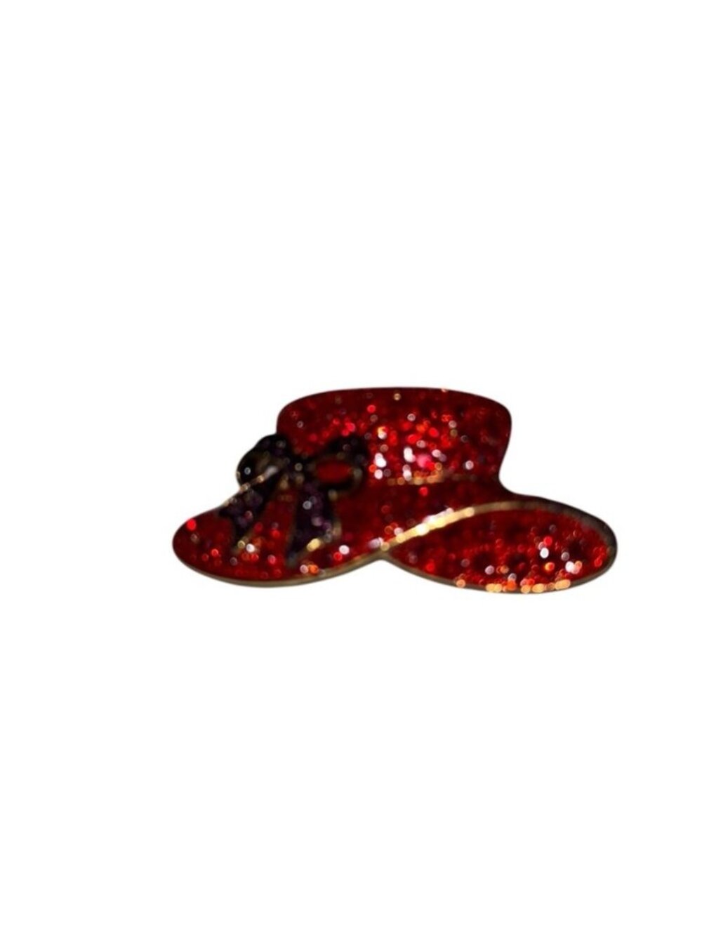 Red Hat Society Brooch Pin Gold Tone Red Rhinestone Purple Bow Sun Hat Vintage